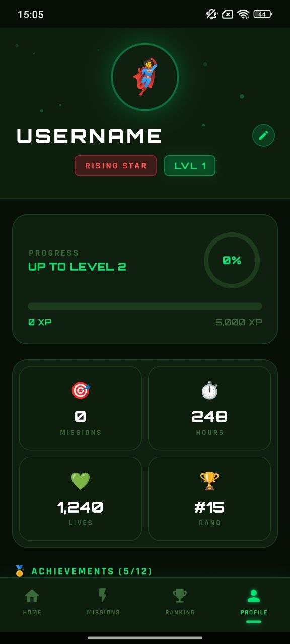Achievements screen